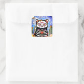 Dia De Los Muertos Black Cat Vierkante Sticker (Tas)