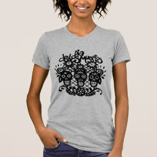 Dia de los Muertos Black Paper Skulls T-shirt
