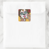 Dia de los Muertos Bloem Make-up Vierkante Sticker (Tas)