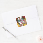 Dia de los Muertos Bloem Make-up Vierkante Sticker (Envelop)