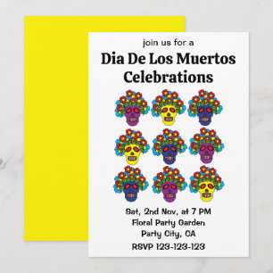 Dia De Los Muertos Bloemenschedel Dia De Los Muert Kaart