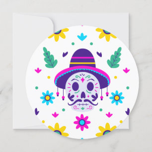 dia de los muertos bloemenschedel kaart
