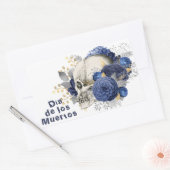 Dia de los Muertos Blue Floral Rechthoekige Sticker (Envelop)