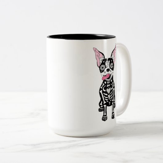 Dia de los Muertos Boston Terrier Frenchie Mok (Voorkant rechts)