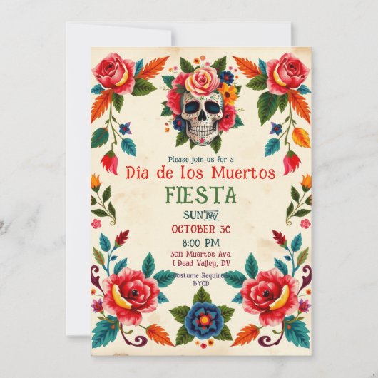 Día de los Muertos Bot van Bloem tot Bloei Kaart (Voorkant)