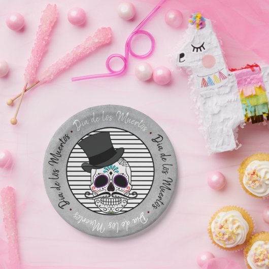 Dia de los Muertos | Bovenste hap schedel en stree Papieren Bordje (Feest)