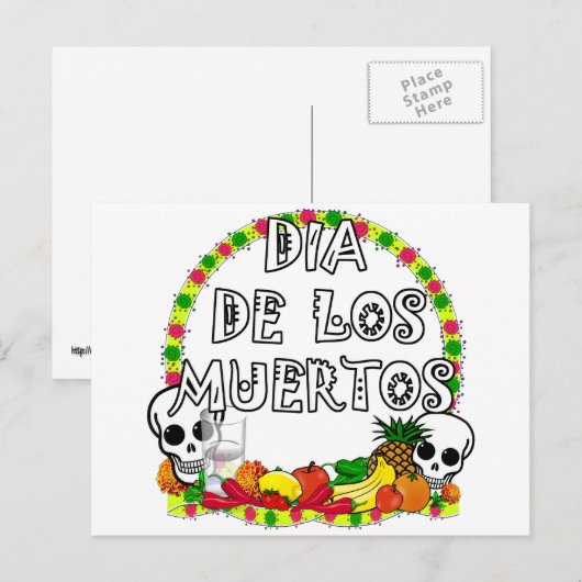 Dia De Los Muertos Briefkaart (Voorkant / Achterkant)