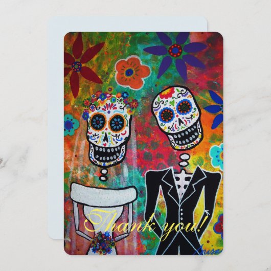 DIA DE LOS MUERTOS BRUILOFT BEDANKKAART (Voorkant / Achterkant)