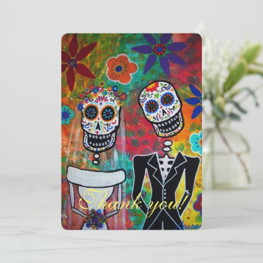 DIA DE LOS MUERTOS BRUILOFT BEDANKKAART (Staand voorkant)