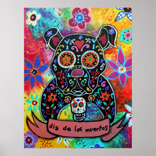 Dia de los Muertos Bulldog Dog Poster (Voorkant)