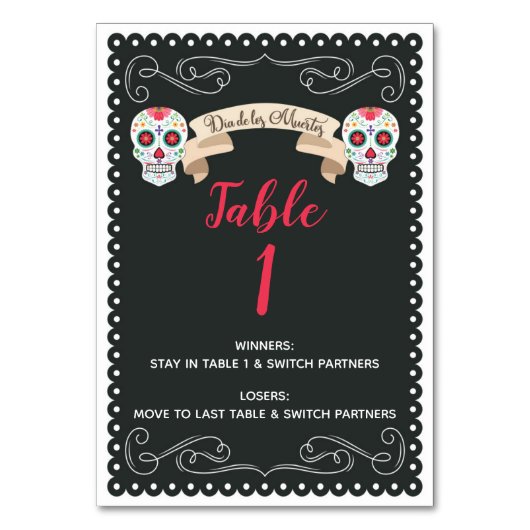 Dia De Los Muertos Bunco Spel Tafel Kaart (Voorkant)