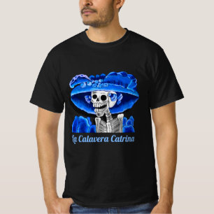 Dia De Los Muertos Calavera Catrina in het blauw T-shirt