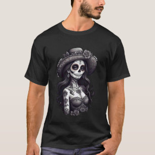 Dia de Los Muertos - Calavera La Catrina Portret T-shirt