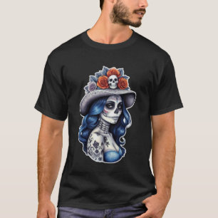 Dia de Los Muertos - Calavera La Catrina Portret T-shirt