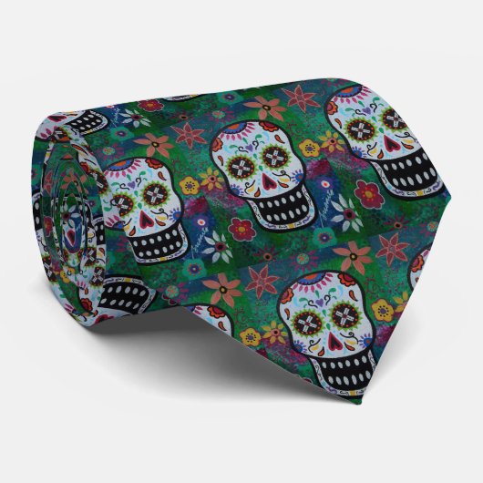 Dia de los Muertos Calavera Stropdas (Opgerold)