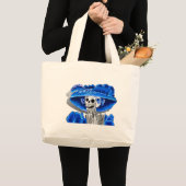 Dia De Los Muertos Calavera Suikerschedel in Blauw Grote Tote Bag (Voorkant (product))