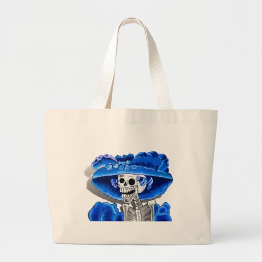 Dia De Los Muertos Calavera Suikerschedel in Blauw Grote Tote Bag (Voorkant)
