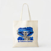 Dia De Los Muertos Calavera Suikerschedel in Blauw Tote Bag (Voorkant)