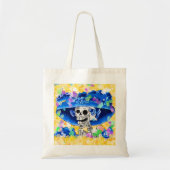 Dia De Los Muertos Calavera Suikerschedel in Blauw Tote Bag (Voorkant)