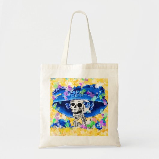 Dia De Los Muertos Calavera Suikerschedel in Blauw Tote Bag (Voorkant)