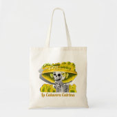 Dia De Los Muertos Calavera Suikerschedel in Geel Tote Bag (Voorkant)