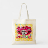 Dia De Los Muertos Calavera Suikerschedel in Rood Tote Bag (Achterkant)
