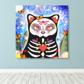 Dia De Los Muertos Cat Canvas Afdruk (Insitu (Houten vloer))