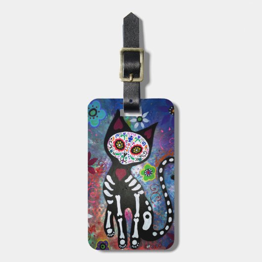 Dia de los Muertos Cat El Gato Bagagelabel (Voorkant verticaal)
