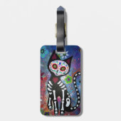 Dia de los Muertos Cat El Gato Bagagelabel (Achterkant verticaal)