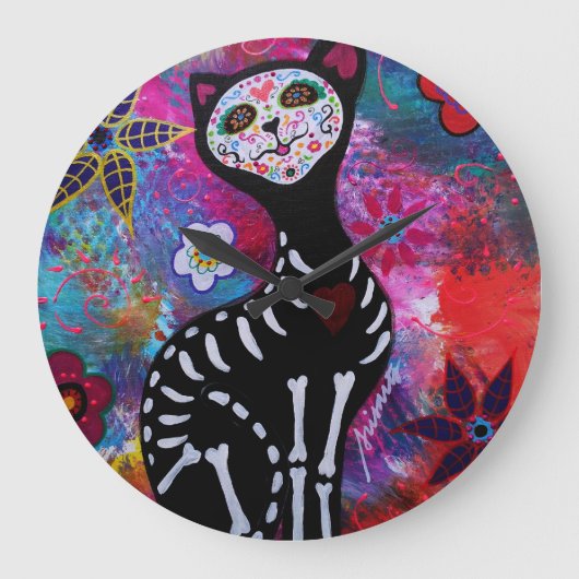 Dia de los Muertos Cat El Gato Lover Grote Klok (Voorkant)