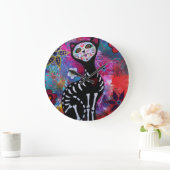 Dia de los Muertos Cat El Gato Lover Grote Klok (Huis)