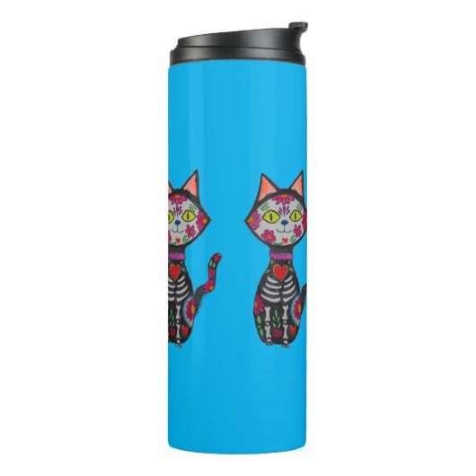 Dia de Los Muertos Cat Thermosbeker (Gedraaid links)