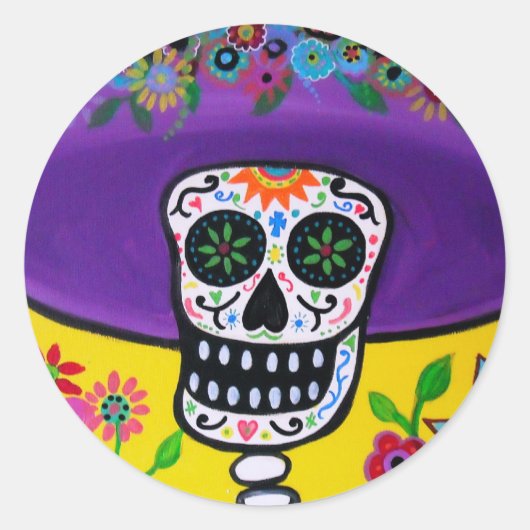 DIA DE LOS MUERTOS CATRINA RONDE STICKER (Voorkant)