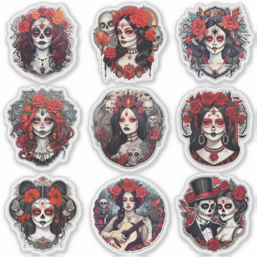 Dia de los Muertos Celebration Sticker Set (Voorkant)