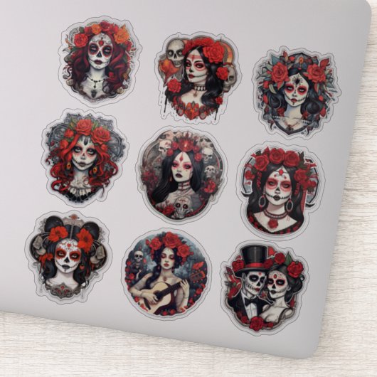 Dia de los Muertos Celebration Sticker Set (Detail)