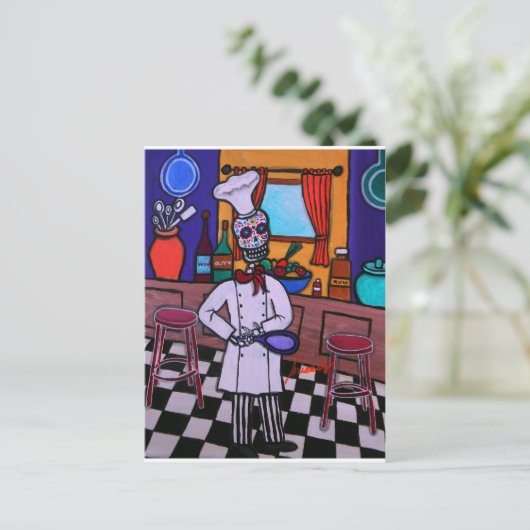 Dia de los Muertos Chef Briefkaart (Staand voorkant)