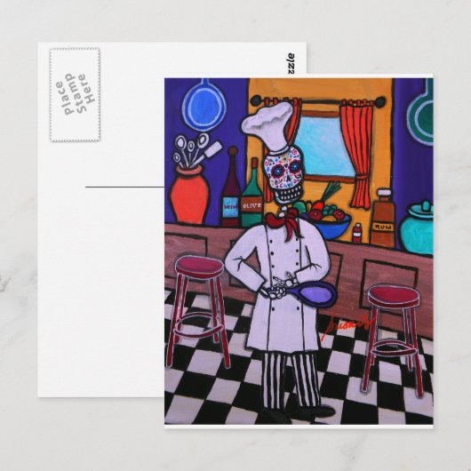 Dia de los Muertos Chef Briefkaart (Voorkant / Achterkant)