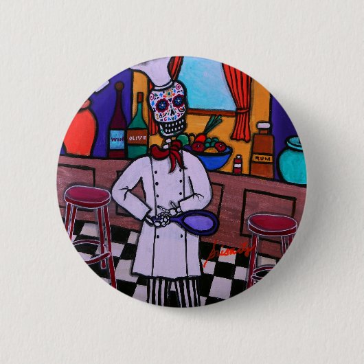 Dia de los Muertos Chef Ronde Button 5,7 Cm (Voorkant)