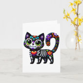 Dia de los Muertos Cinco de Mayo Cat Sugar Skull M Kaart (Gele Bloem)