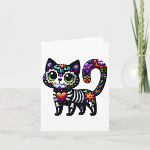 Dia de los Muertos Cinco de Mayo Cat Sugar Skull M Kaart