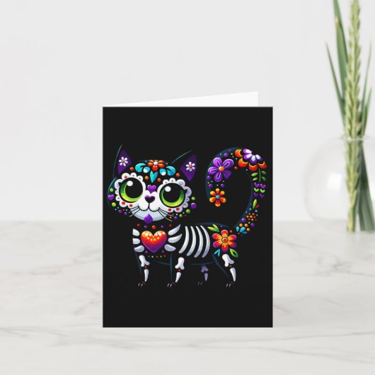Dia de los Muertos Cinco de Mayo Cat Sugar Skull M Kaart (Voorkant)