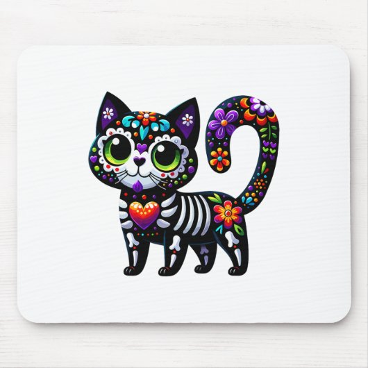 Dia de los Muertos Cinco de Mayo Cat Sugar Skull M Muismat (Voorkant)