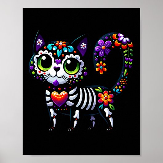 Dia de los Muertos Cinco de Mayo Cat Sugar Skull M Poster (Voorkant)