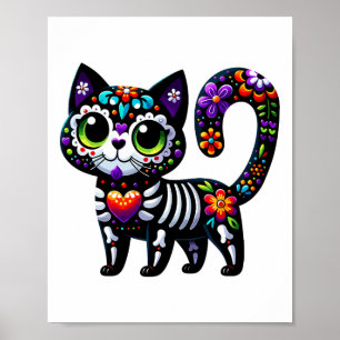 Dia de los Muertos Cinco de Mayo Cat Sugar Skull M Poster