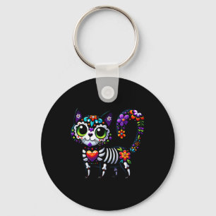 Dia de los Muertos Cinco de Mayo Cat Sugar Skull M Sleutelhanger
