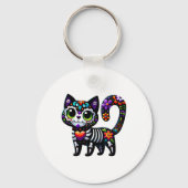 Dia de los Muertos Cinco de Mayo Cat Sugar Skull M Sleutelhanger (Voorkant)