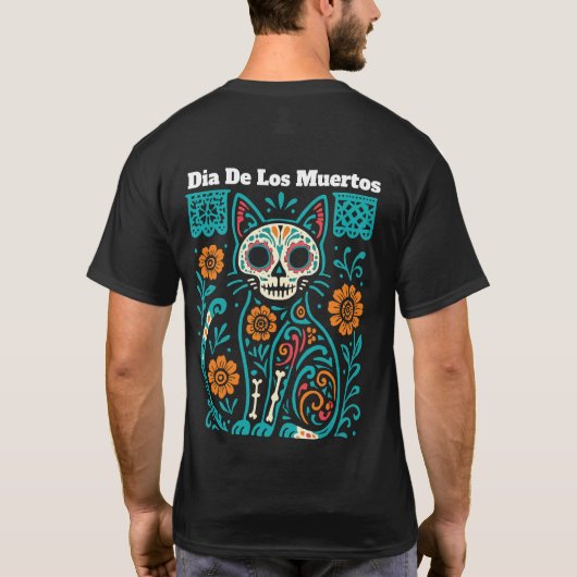 Dia De Los Muertos Cinco De Mayo Cat Sugar Skull T-shirt (Achterkant)
