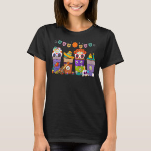 Dia De Los Muertos Coffee Latte Sugar Skull Mexico T-shirt