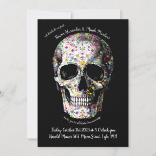 Dia de los Muertos Colorful Skull Wedding Kaart