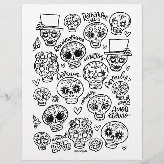 Dia De Los Muertos Coloring Page (Voorkant)